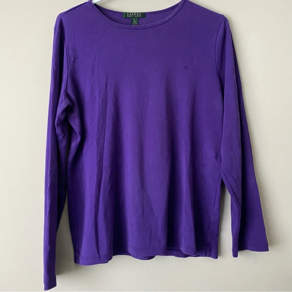 Lauren Ralph Lauren Purple Long Sleeve Shirt with Embroidered Logo size XL - Picture 10 of 12